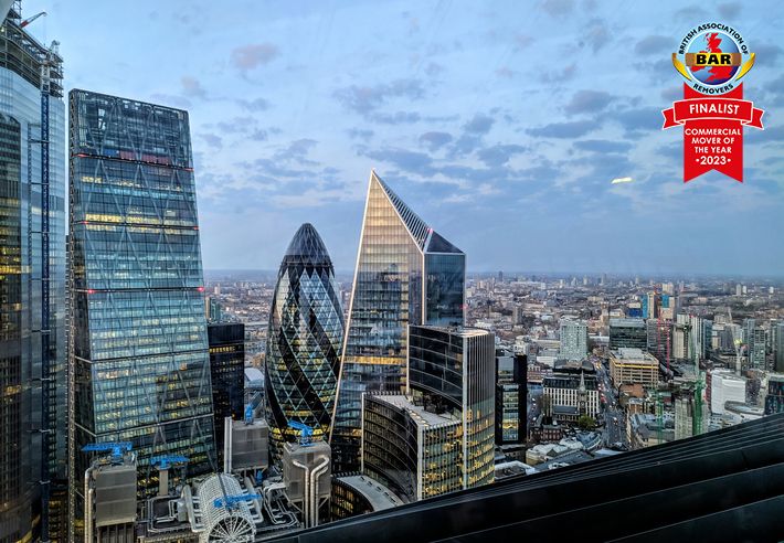 A panoramic view of London's skyline captured from the pinnacle of a skyscraper.